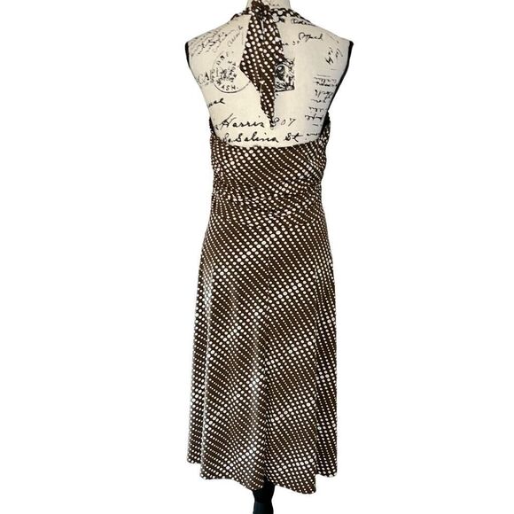 Sushi Flower brown white polka halter dress large - Picture 2 of 10